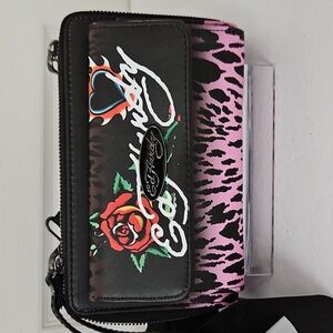 Ed Hardy NWT Crossbody Wristlet Wallet